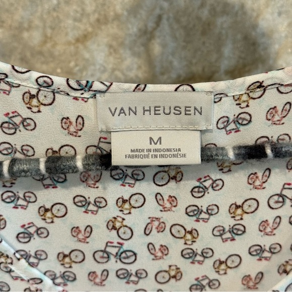 Van Heusen White Sleeveless Relaxed Tank Top Bicycles Medium - Picture 2 of 6